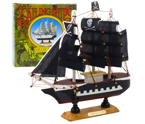 Collectible Model Decorative Pirate Sailing Ship Black 20x20cm