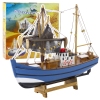 Collectible Decorative Model Fishing Boat Ship Blue 30x26cm