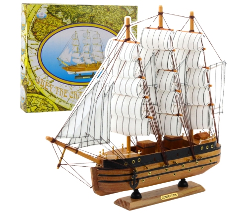 Collectible Model Decorative Three-masted Sailing Ship White 39x36cm