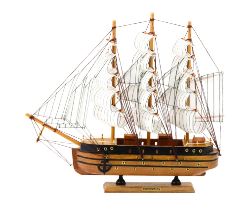 Collectible Model Decorative Three-masted Sailing Ship White 39x36cm