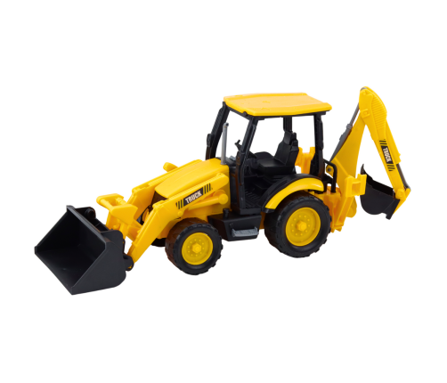 Construction Excavator With Drive Movable Two Buckets Yellow