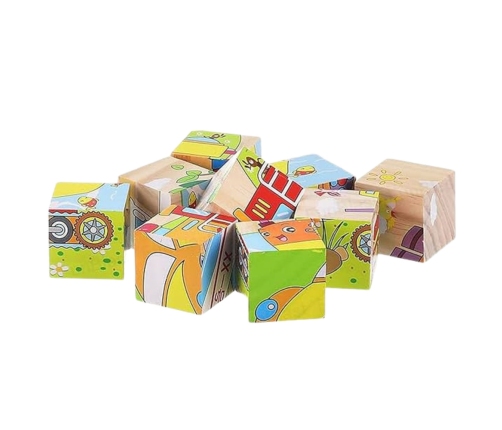 Wooden Puzzle Blocks Farm Educational Puzzle Animals 6 Pictures
