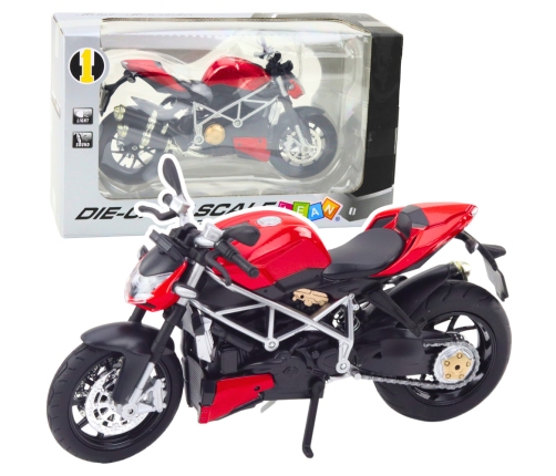 Sports Motorcycle Metal Lights Sounds Silver Elements Red 1:12