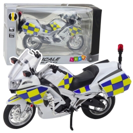 Police Motorcycle Metal Lights Sounds White 1:12 Police Motorcycle Metal Lights Sounds White 1:12
