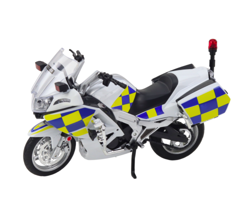 Police Motorcycle Metal Lights Sounds White 1:12