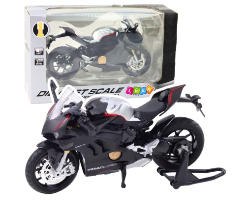 Sports Motorcycle Metal Lights Sounds Silver Elements Black V4 1:12
