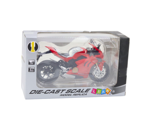 Sports Motorcycle Metal Lights Sounds Red 1:12