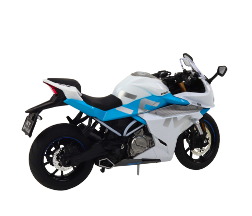 Sports Motorcycle Metal Lights Sounds White Blue 1:12