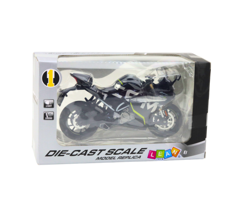 Sports Motorcycle Metal Lights Sounds Black 250 SR 1:12