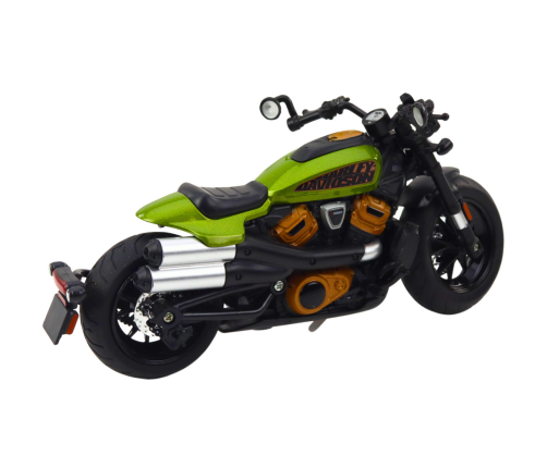 Motorcycle Chopper Metal Lights Sounds Black Green Elements 1:12