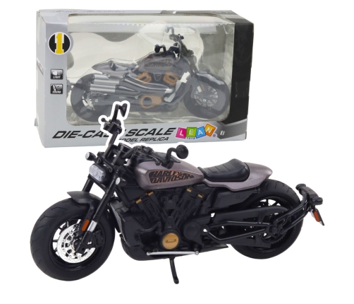 Chopper Motorcycle Metal Lights Sounds Black Gray Elements 1:12
