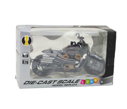 Chopper Motorcycle Metal Lights Sounds Black Gray Elements 1:12