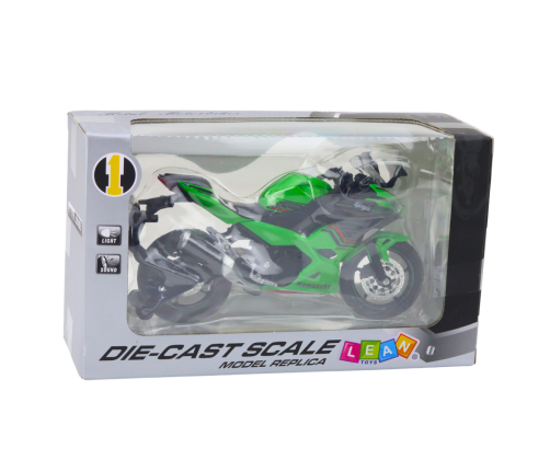 Sports Motorcycle Metal Lights Sounds Green 1:12