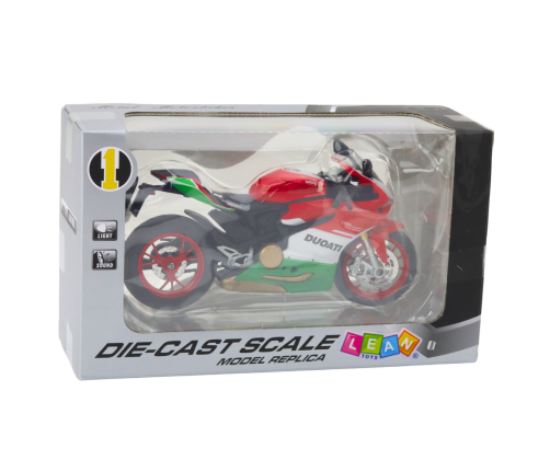 Sports Motorcycle Metal Red Green Lights Sounds 1:12