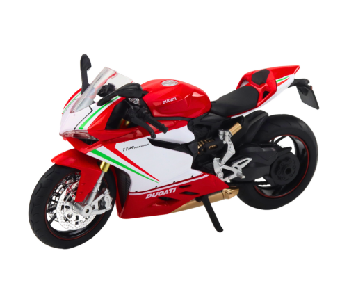 Sports Motorcycle Metal Red White Lights Sounds 1:12