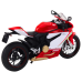 Sports Motorcycle Metal Red White Lights Sounds 1:12