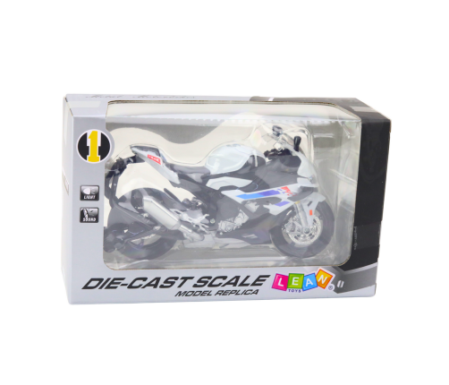 Sports Motorcycle Metal Lights Sounds White S1000 1:12
