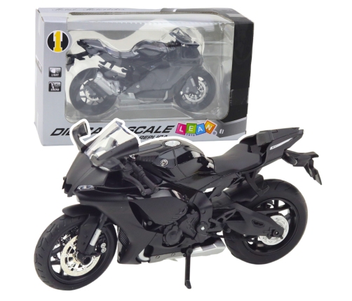 Sports Motorcycle Metal Lights Sounds Silver Elements Black 1:12