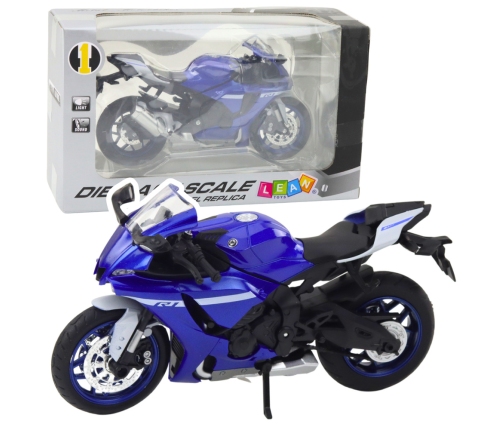 Sports Motorcycle Metal Lights Sounds Navy Blue R1 1:12