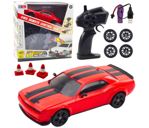 Car Sports Drift Interchangeable Wheels Remote Controlled RC 4WD Red Sport