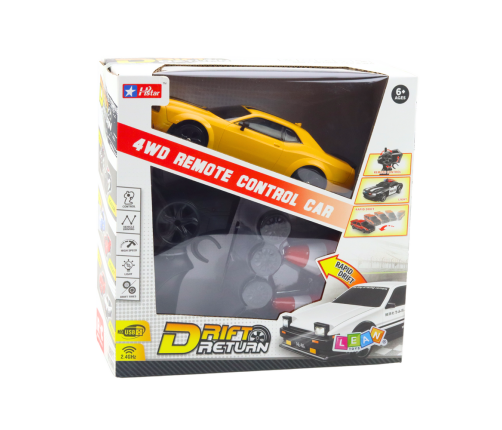 Drift Sports Car Interchangeable Wheels Remote Controlled RC 4WD Yellow Sport