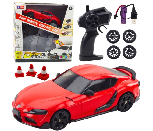 Drift Sports Car Interchangeable Wheels Remote Controlled RC 4WD Red