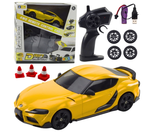 Drift Sports Car Interchangeable Wheels Remote Controlled RC 4WD Yellow