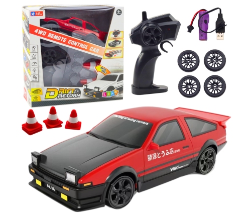 Drift Sports Car Interchangeable Wheels Remote Controlled RC 4WD Red