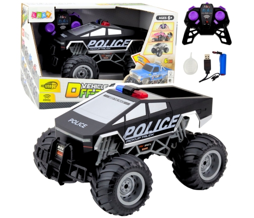 Off-Road RC Police Car Remote Controlled Black 1:16