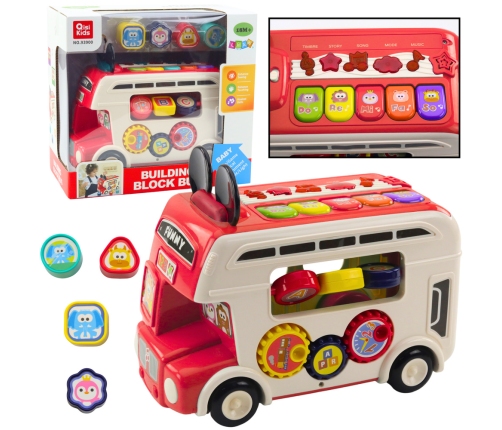 Interactive Educational Bus Sorter Lights Sounds Red