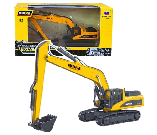 Huina Metal Crawler Excavator Movable Arm Yellow 1:50