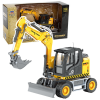 Wheel Excavator With Bulldozer Metal Huina Yellow 1:50 Wheel Excavator With Bulldozer Metal Huina Yellow 1:50