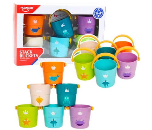 Bath Bucket Set With Holes Colored 6pcs