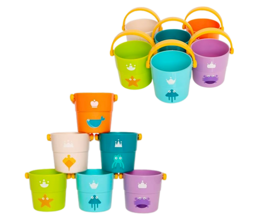 Bath Bucket Set With Holes Colored 6pcs