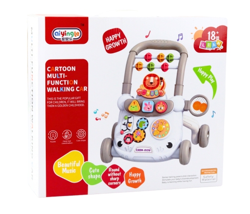 Educational Walker Interactive Pusher Blocks Clock Gears Gray