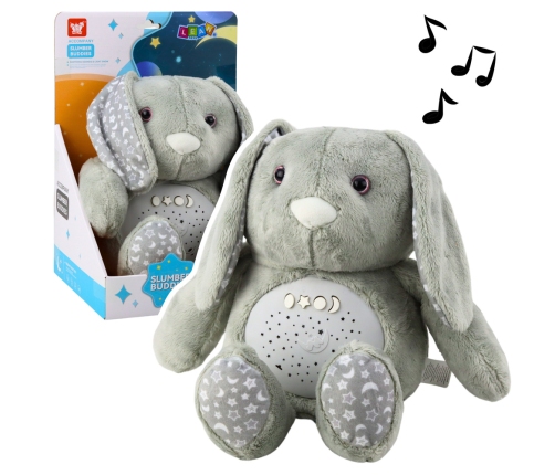 Plush Rabbit Sleeping Cuddly Toy Projector Sound Noise Gray