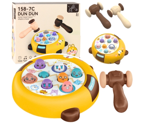 Whack-A-Mole Skill Game Two Hammers Kitten Yellow Brown