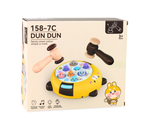 Whack-A-Mole Skill Game Two Hammers Kitten Yellow Brown