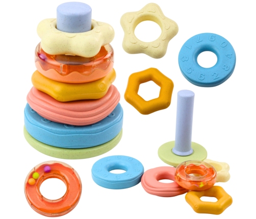 Tower of Wheels Sensory Puzzle for Toddlers Pastel 17cm