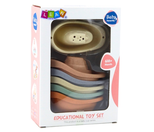 Bath Toy Boat Set For Toddlers Pastel 6pcs