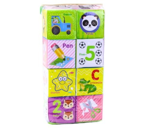 Educational Blocks Cubes Colored Letters Animals Learning 8pcs.