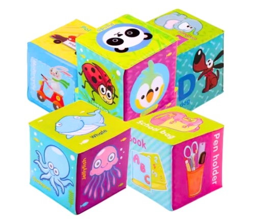 Educational Blocks Cubes Colored Letters Animals Learning 8pcs.