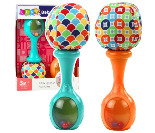 Set of Rattles with Soft Ball Patterns Orange Green 2 pcs