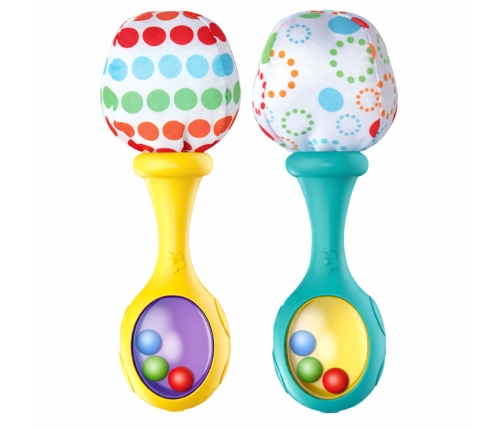 Set of Rattles with Soft Ball Patterns Yellow Green 2pcs
