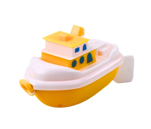 Bath Toy Pull-On Boat White Yellow Mix
