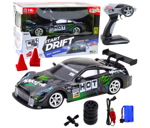 Drift Car RC Black Green 30km/h 1:16