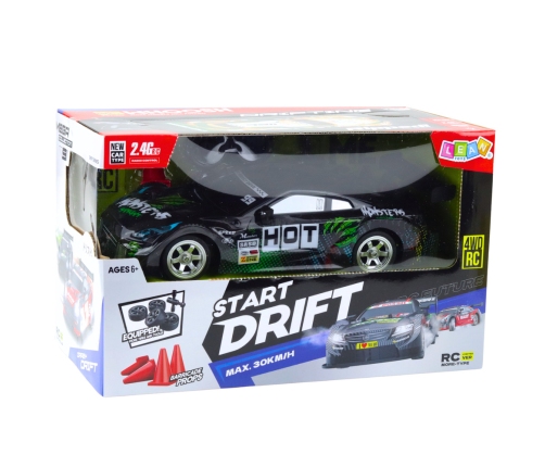 Drift Car RC Black Green 30km/h 1:16