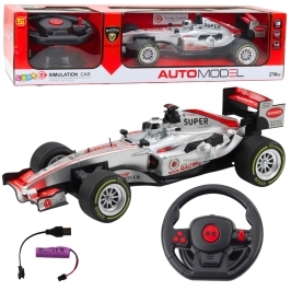 Remote Controlled RC Racer Steering Wheel Lights Sounds 1:12 Silver Remote Controlled RC Racer Steering Wheel Lights Sounds 1:12 Silver