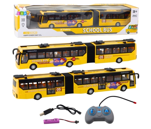 RC 1:32 Yellow Articulated Remote Controlled Trolleybus School Bus