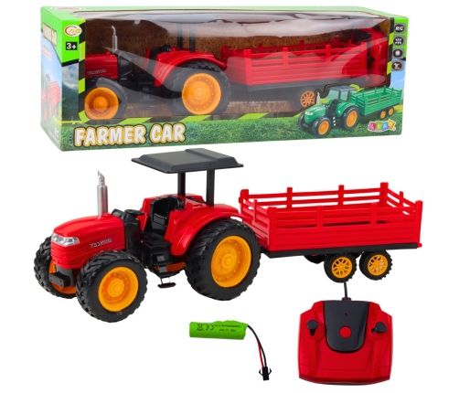 RC Remote Controlled Farm Tractor With Trailer Red